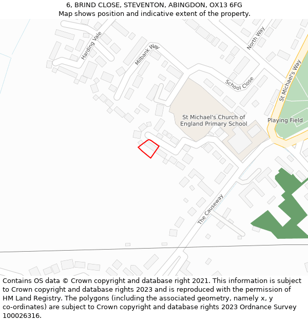 6, BRIND CLOSE, STEVENTON, ABINGDON, OX13 6FG: Location map and indicative extent of plot