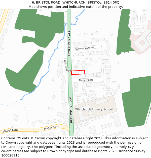 6, BRISTOL ROAD, WHITCHURCH, BRISTOL, BS14 0PQ: Location map and indicative extent of plot