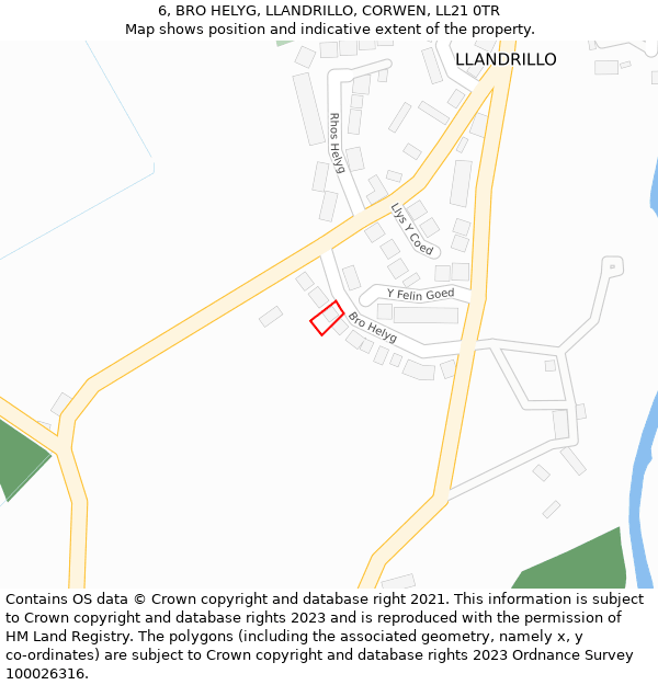 6, BRO HELYG, LLANDRILLO, CORWEN, LL21 0TR: Location map and indicative extent of plot