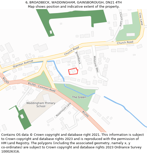 6, BROADBECK, WADDINGHAM, GAINSBOROUGH, DN21 4TH: Location map and indicative extent of plot