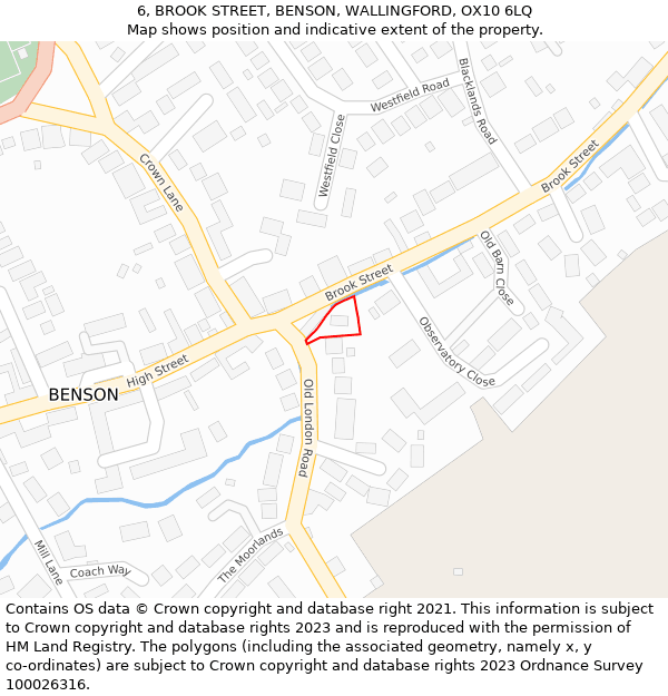 6, BROOK STREET, BENSON, WALLINGFORD, OX10 6LQ: Location map and indicative extent of plot