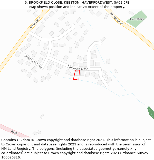 6, BROOKFIELD CLOSE, KEESTON, HAVERFORDWEST, SA62 6FB: Location map and indicative extent of plot