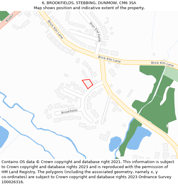 6, BROOKFIELDS, STEBBING, DUNMOW, CM6 3SA: Location map and indicative extent of plot