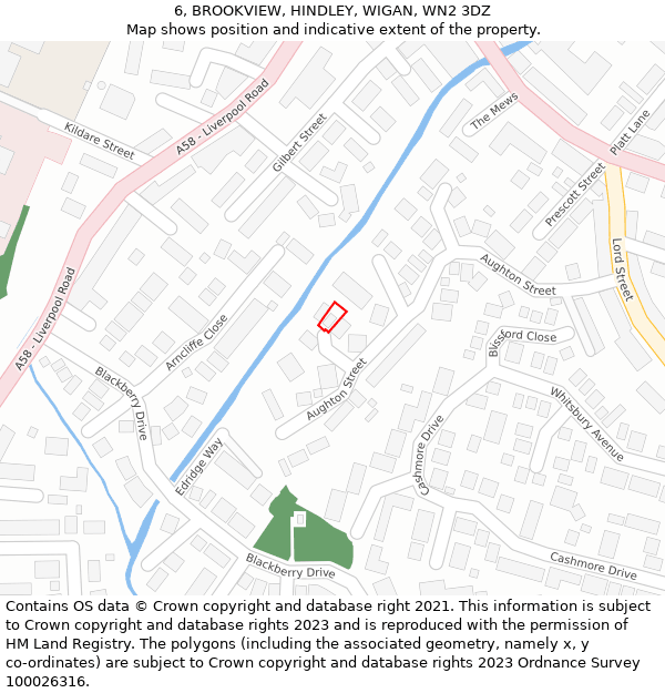 6, BROOKVIEW, HINDLEY, WIGAN, WN2 3DZ: Location map and indicative extent of plot