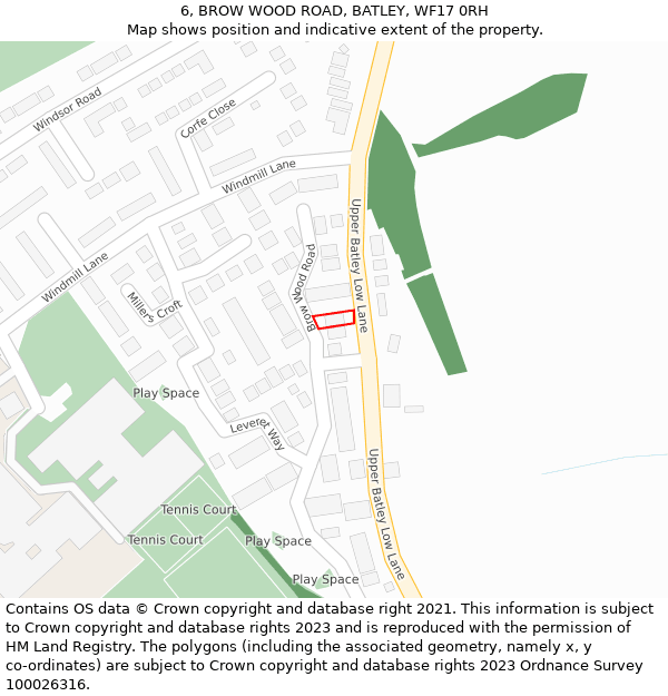 6, BROW WOOD ROAD, BATLEY, WF17 0RH: Location map and indicative extent of plot