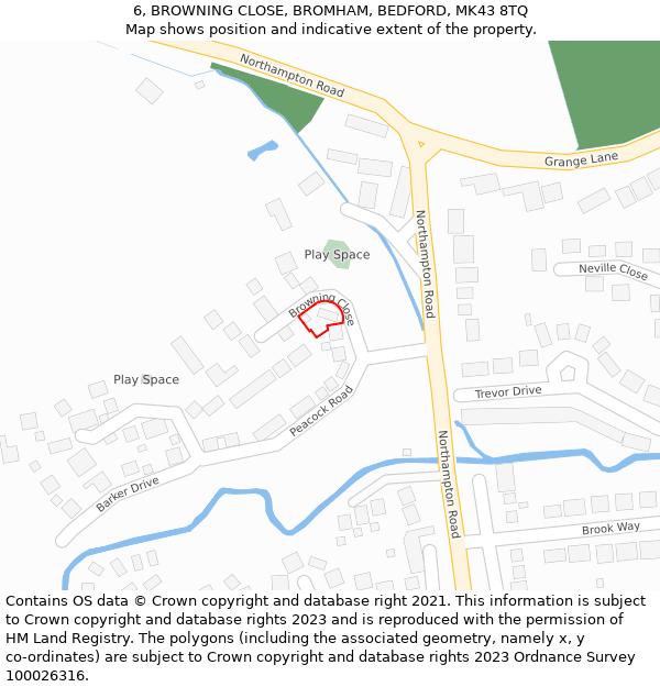 6, BROWNING CLOSE, BROMHAM, BEDFORD, MK43 8TQ: Location map and indicative extent of plot