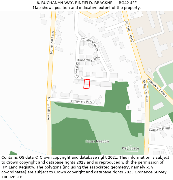 6, BUCHANAN WAY, BINFIELD, BRACKNELL, RG42 4FE: Location map and indicative extent of plot