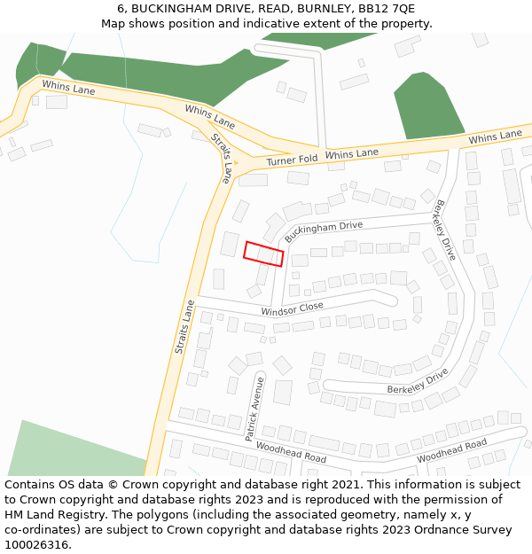 6, BUCKINGHAM DRIVE, READ, BURNLEY, BB12 7QE: Location map and indicative extent of plot