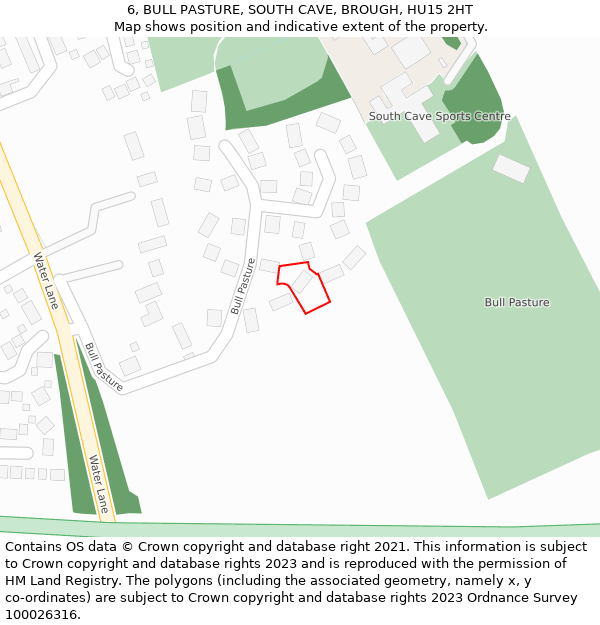 6, BULL PASTURE, SOUTH CAVE, BROUGH, HU15 2HT: Location map and indicative extent of plot