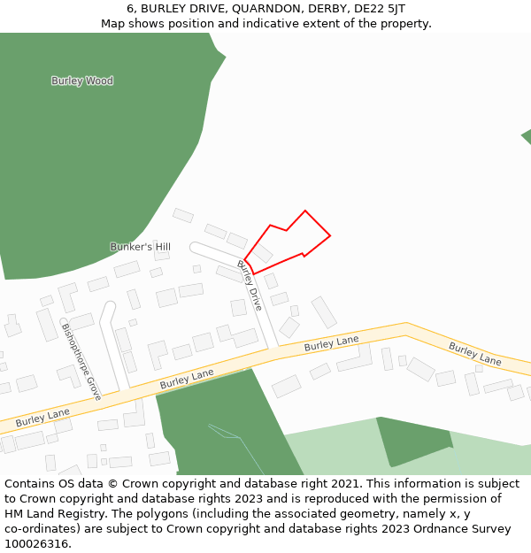 6, BURLEY DRIVE, QUARNDON, DERBY, DE22 5JT: Location map and indicative extent of plot