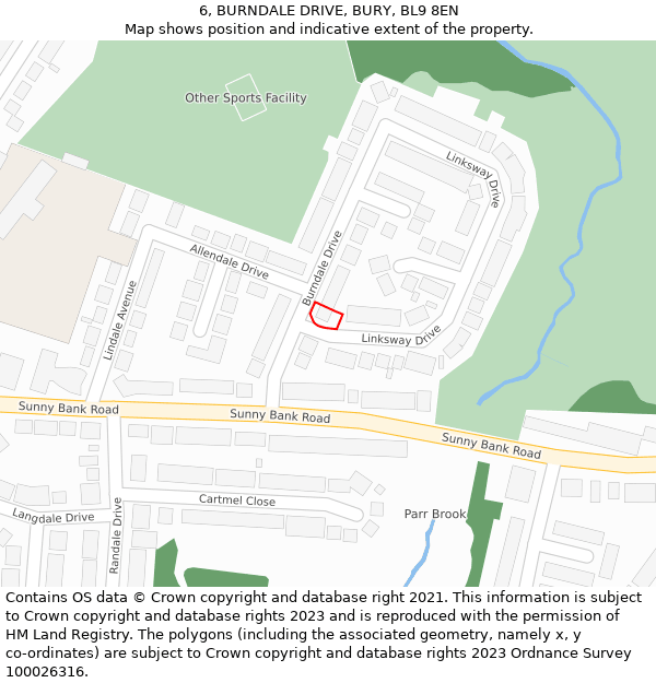 6, BURNDALE DRIVE, BURY, BL9 8EN: Location map and indicative extent of plot