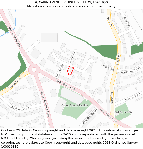 6, CAIRN AVENUE, GUISELEY, LEEDS, LS20 8QQ: Location map and indicative extent of plot