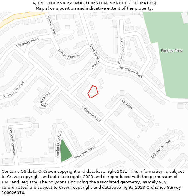 6, CALDERBANK AVENUE, URMSTON, MANCHESTER, M41 8SJ: Location map and indicative extent of plot