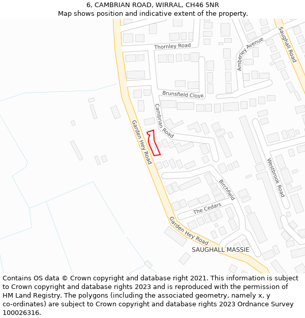 6, CAMBRIAN ROAD, WIRRAL, CH46 5NR: Location map and indicative extent of plot