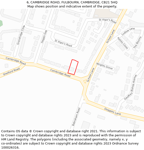 6, CAMBRIDGE ROAD, FULBOURN, CAMBRIDGE, CB21 5HQ: Location map and indicative extent of plot