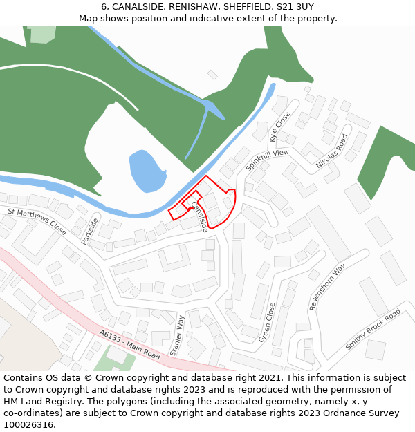 6, CANALSIDE, RENISHAW, SHEFFIELD, S21 3UY: Location map and indicative extent of plot