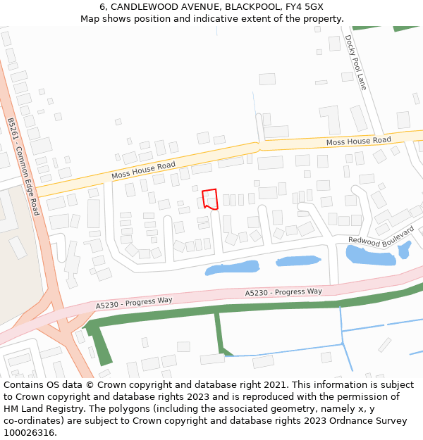 6, CANDLEWOOD AVENUE, BLACKPOOL, FY4 5GX: Location map and indicative extent of plot