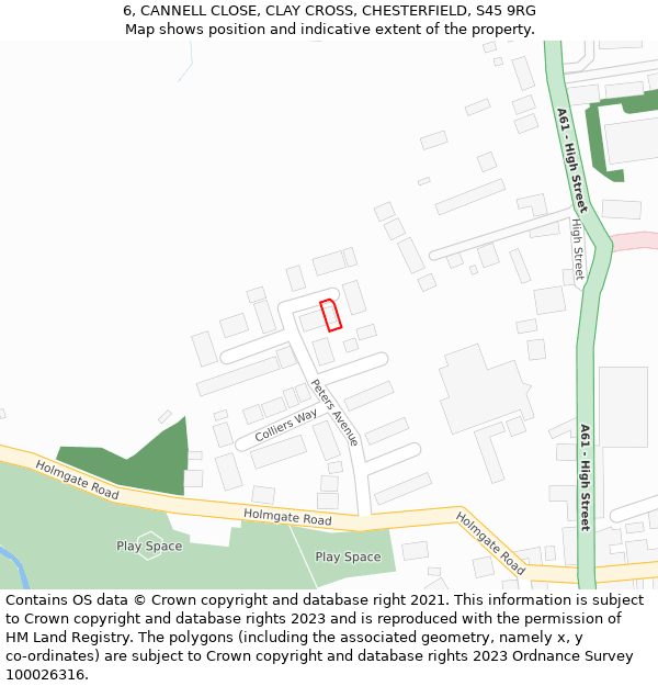 6, CANNELL CLOSE, CLAY CROSS, CHESTERFIELD, S45 9RG: Location map and indicative extent of plot