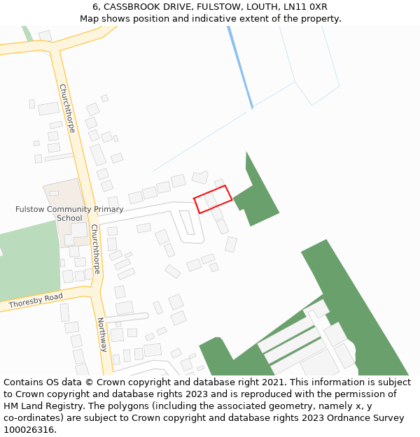 6, CASSBROOK DRIVE, FULSTOW, LOUTH, LN11 0XR: Location map and indicative extent of plot