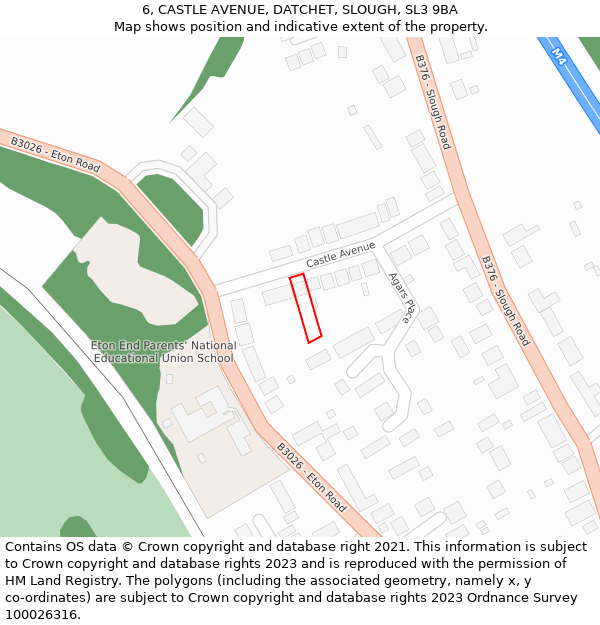 6, CASTLE AVENUE, DATCHET, SLOUGH, SL3 9BA: Location map and indicative extent of plot