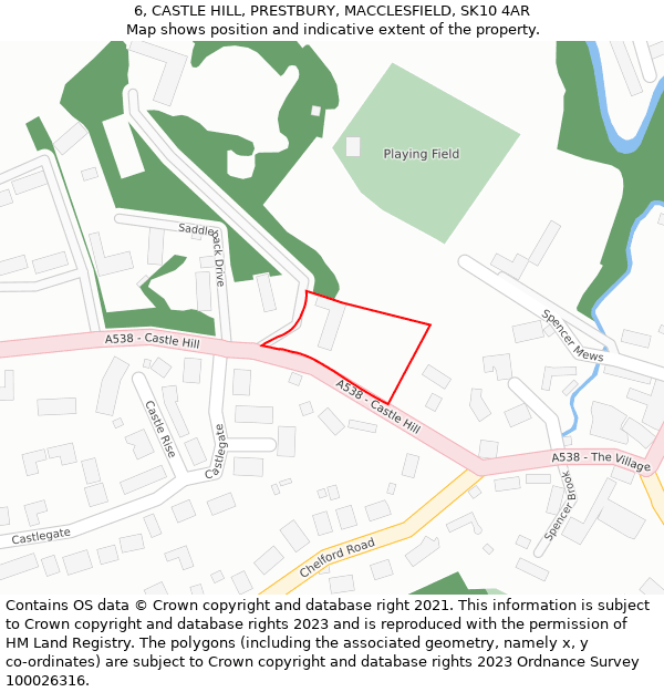 6, CASTLE HILL, PRESTBURY, MACCLESFIELD, SK10 4AR: Location map and indicative extent of plot