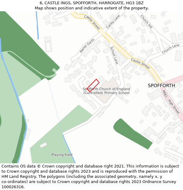 6, CASTLE INGS, SPOFFORTH, HARROGATE, HG3 1BZ: Location map and indicative extent of plot