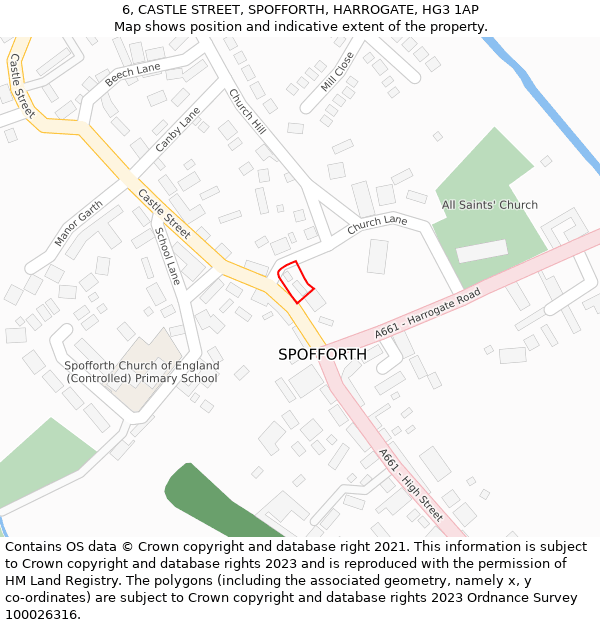 6, CASTLE STREET, SPOFFORTH, HARROGATE, HG3 1AP: Location map and indicative extent of plot