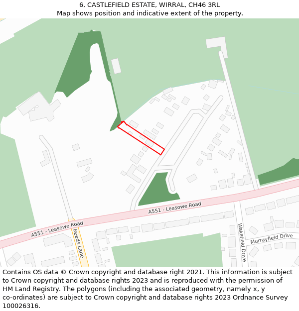 6, CASTLEFIELD ESTATE, WIRRAL, CH46 3RL: Location map and indicative extent of plot