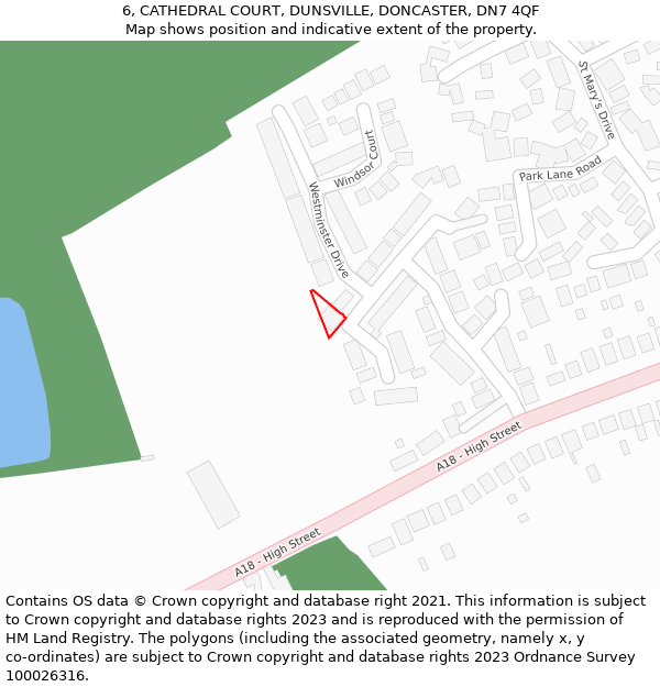 6, CATHEDRAL COURT, DUNSVILLE, DONCASTER, DN7 4QF: Location map and indicative extent of plot