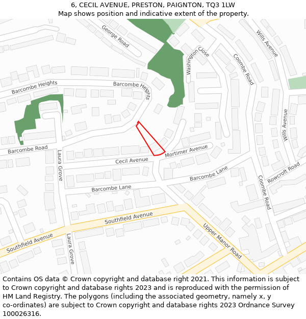 6, CECIL AVENUE, PRESTON, PAIGNTON, TQ3 1LW: Location map and indicative extent of plot