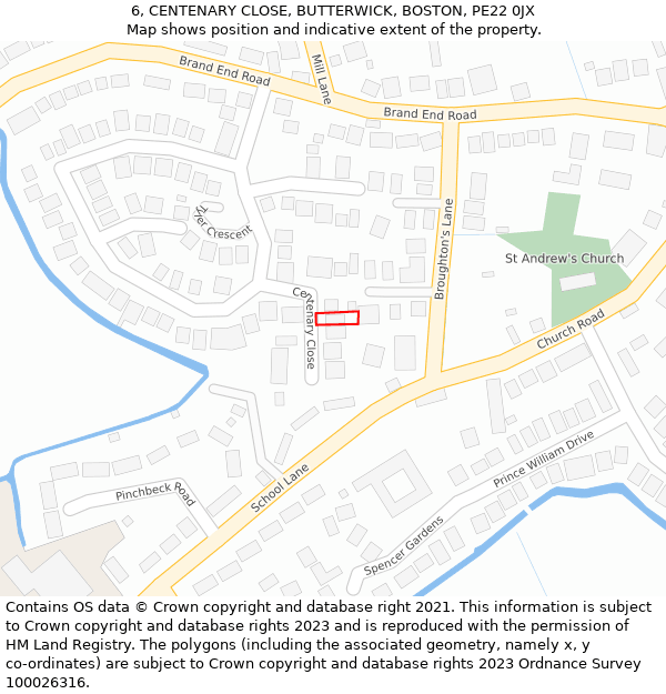 6, CENTENARY CLOSE, BUTTERWICK, BOSTON, PE22 0JX: Location map and indicative extent of plot