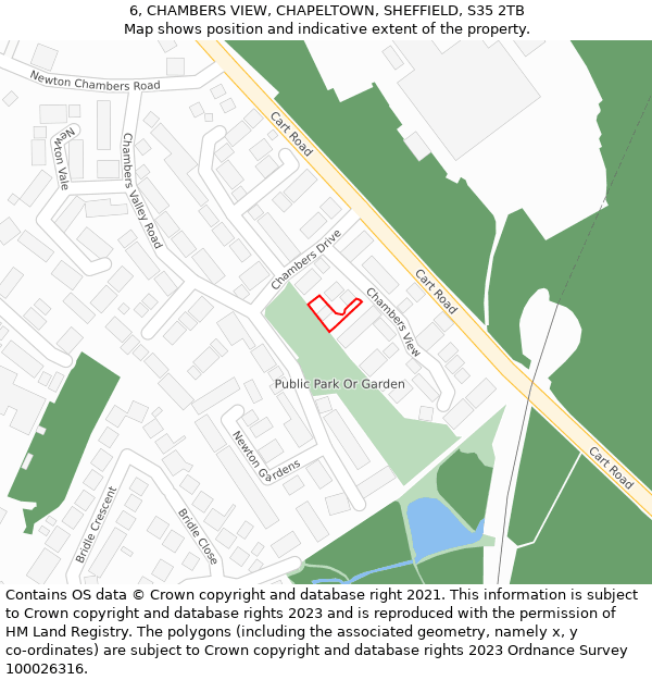 6, CHAMBERS VIEW, CHAPELTOWN, SHEFFIELD, S35 2TB: Location map and indicative extent of plot