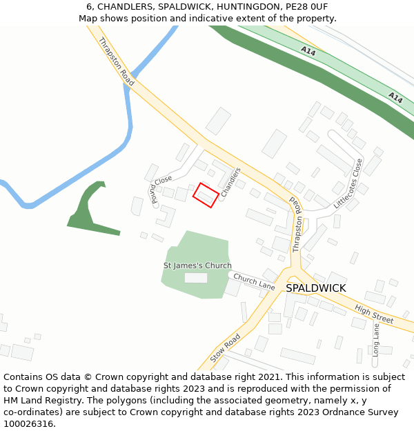 6, CHANDLERS, SPALDWICK, HUNTINGDON, PE28 0UF: Location map and indicative extent of plot