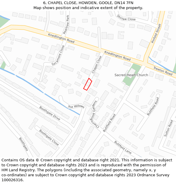 6, CHAPEL CLOSE, HOWDEN, GOOLE, DN14 7FN: Location map and indicative extent of plot