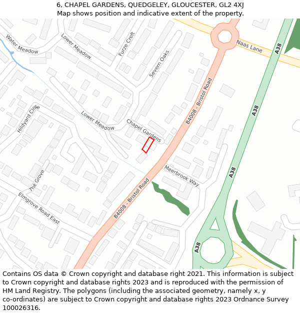 6, CHAPEL GARDENS, QUEDGELEY, GLOUCESTER, GL2 4XJ: Location map and indicative extent of plot