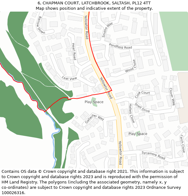 6, CHAPMAN COURT, LATCHBROOK, SALTASH, PL12 4TT: Location map and indicative extent of plot