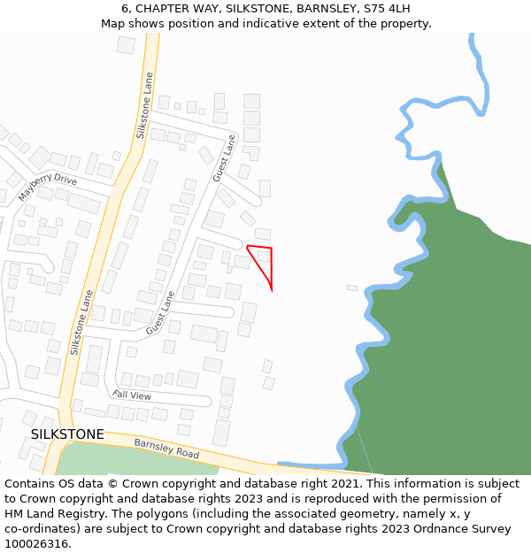 6, CHAPTER WAY, SILKSTONE, BARNSLEY, S75 4LH: Location map and indicative extent of plot