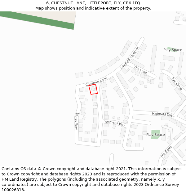 6, CHESTNUT LANE, LITTLEPORT, ELY, CB6 1FQ: Location map and indicative extent of plot