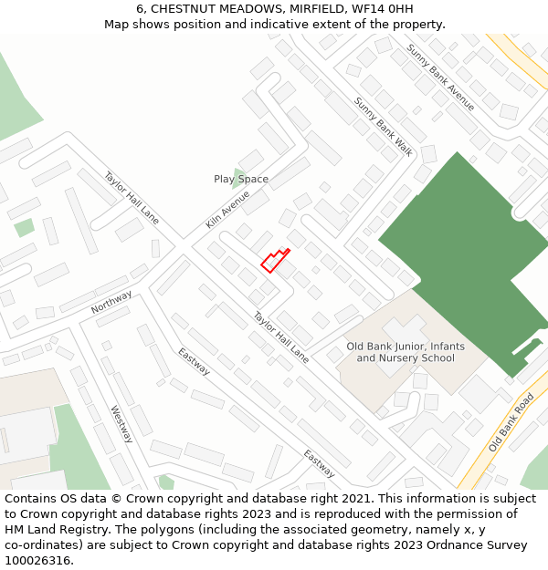 6, CHESTNUT MEADOWS, MIRFIELD, WF14 0HH: Location map and indicative extent of plot