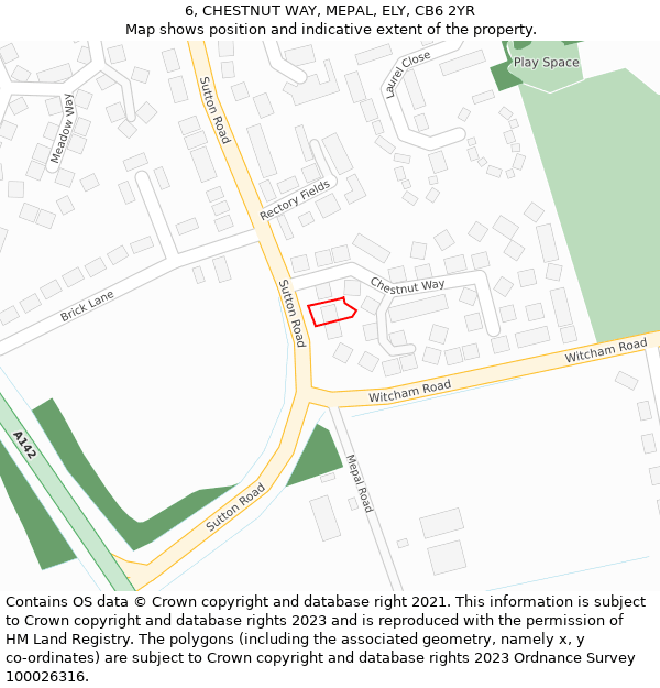 6, CHESTNUT WAY, MEPAL, ELY, CB6 2YR: Location map and indicative extent of plot