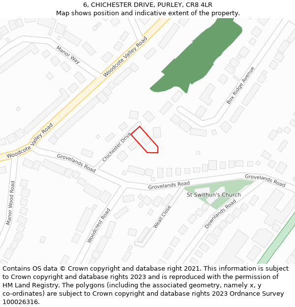 6, CHICHESTER DRIVE, PURLEY, CR8 4LR: Location map and indicative extent of plot