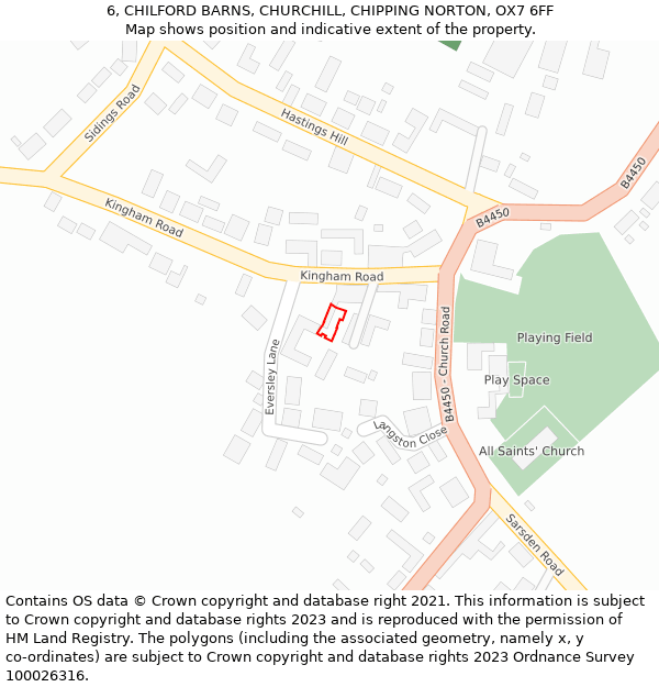 6, CHILFORD BARNS, CHURCHILL, CHIPPING NORTON, OX7 6FF: Location map and indicative extent of plot