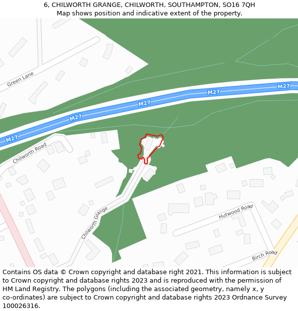 6, CHILWORTH GRANGE, CHILWORTH, SOUTHAMPTON, SO16 7QH: Location map and indicative extent of plot