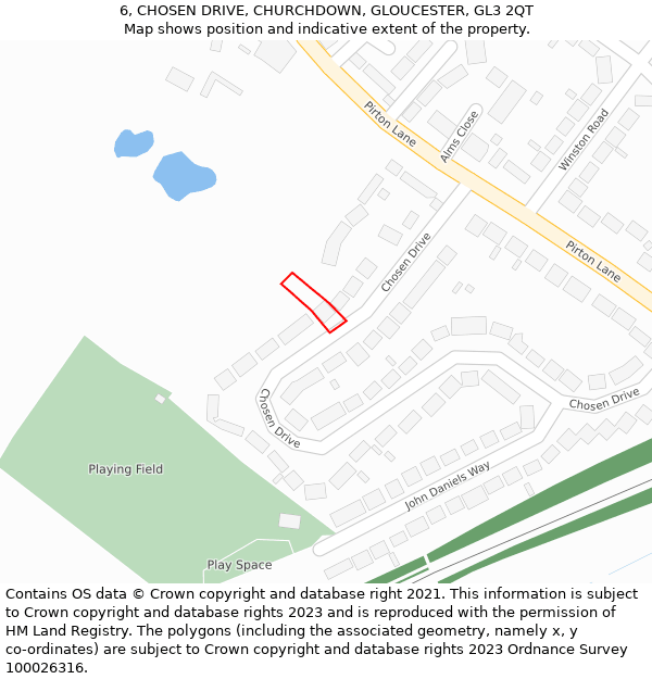 6, CHOSEN DRIVE, CHURCHDOWN, GLOUCESTER, GL3 2QT: Location map and indicative extent of plot