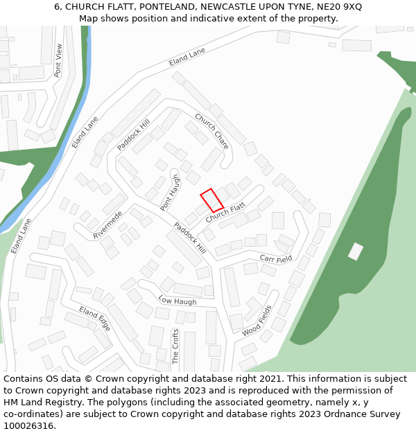 6, CHURCH FLATT, PONTELAND, NEWCASTLE UPON TYNE, NE20 9XQ: Location map and indicative extent of plot