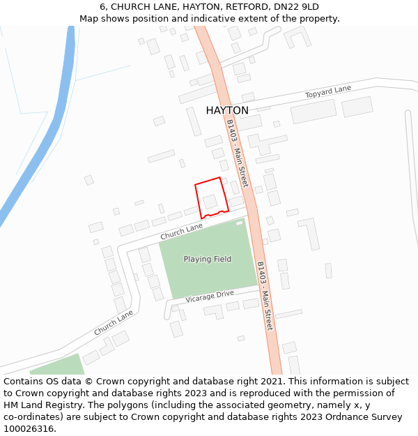 6, CHURCH LANE, HAYTON, RETFORD, DN22 9LD: Location map and indicative extent of plot