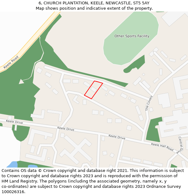 6, CHURCH PLANTATION, KEELE, NEWCASTLE, ST5 5AY: Location map and indicative extent of plot