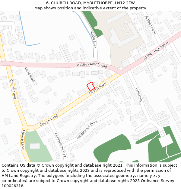 6, CHURCH ROAD, MABLETHORPE, LN12 2EW: Location map and indicative extent of plot