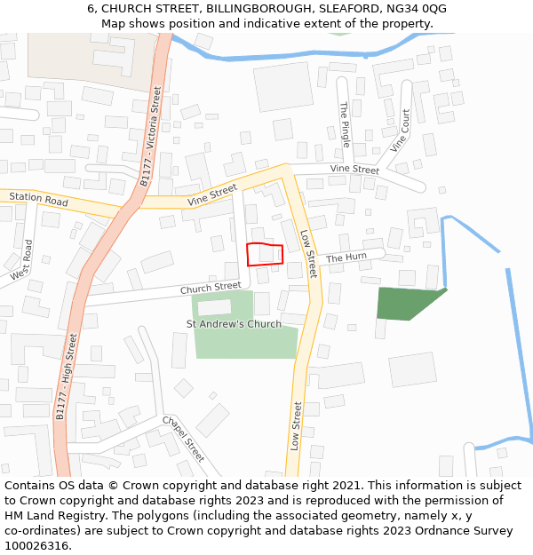 6, CHURCH STREET, BILLINGBOROUGH, SLEAFORD, NG34 0QG: Location map and indicative extent of plot