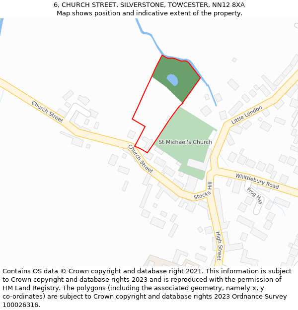6, CHURCH STREET, SILVERSTONE, TOWCESTER, NN12 8XA: Location map and indicative extent of plot